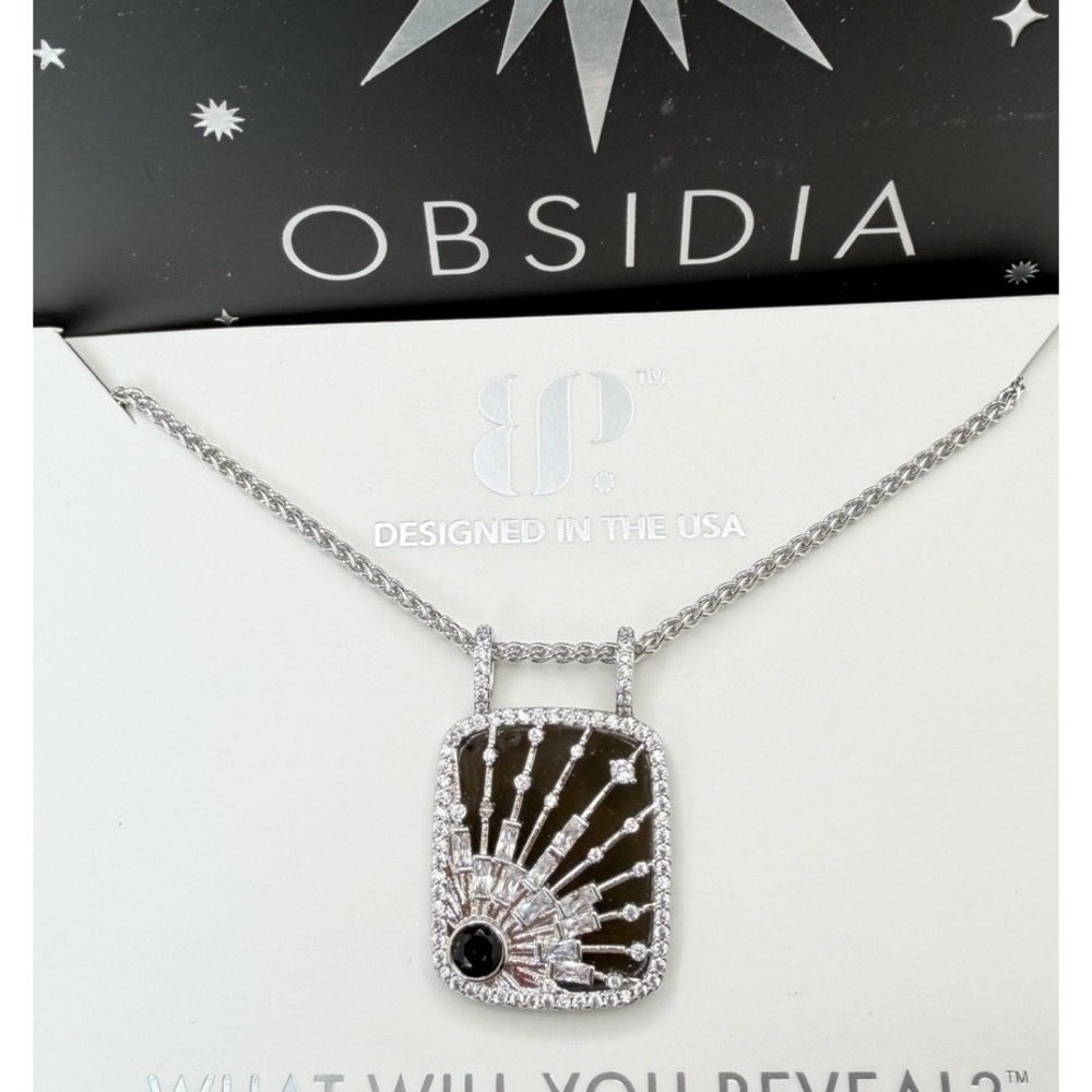 Bomb Party Obsidia Command the Room Pendant Necklace NK83180 Obsidian Rhodium